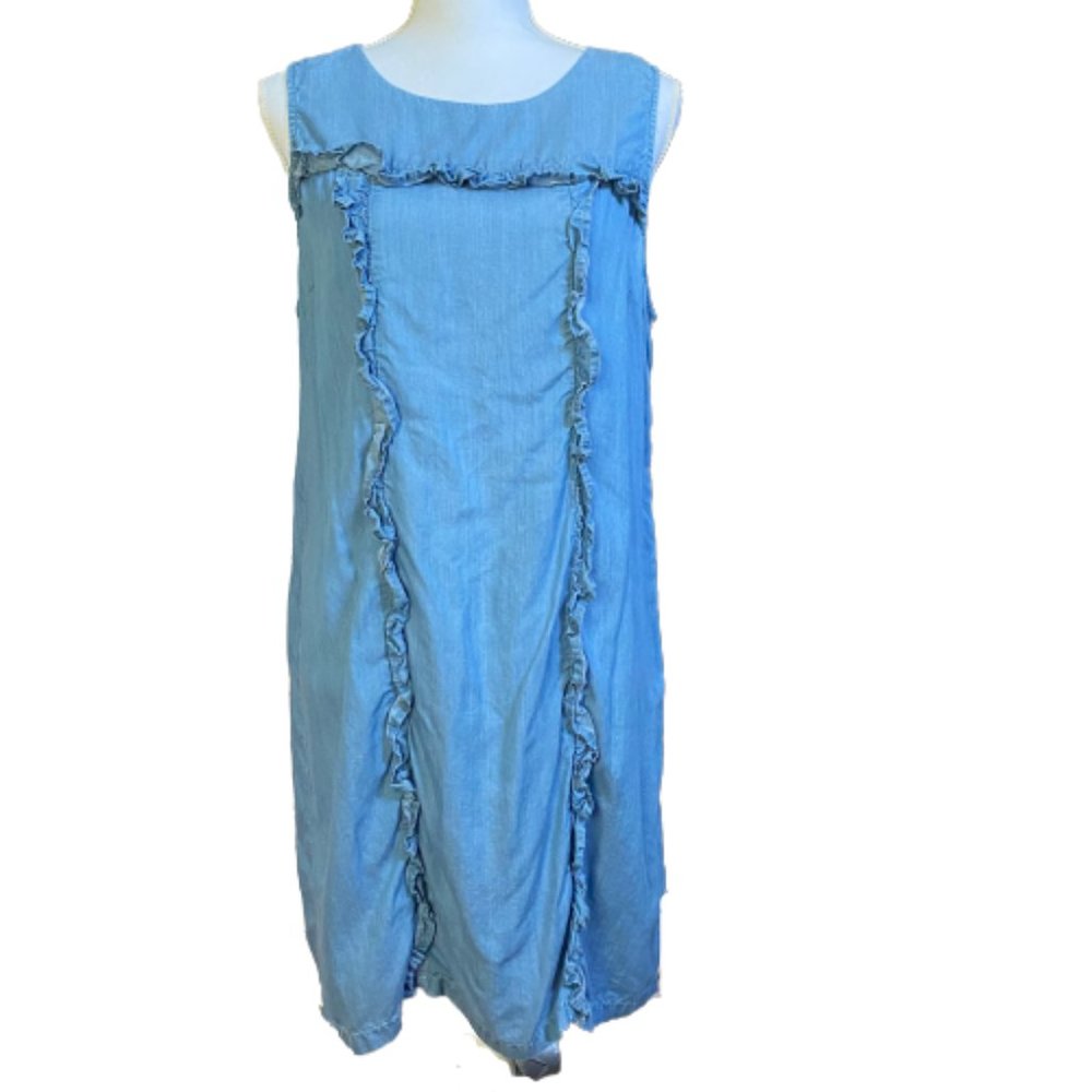 Crown & Ivy Ruffle Trim Chambray Mini Dress